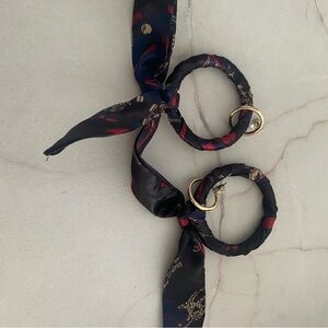 Elegant Navy and Red Silk Scarf earrings